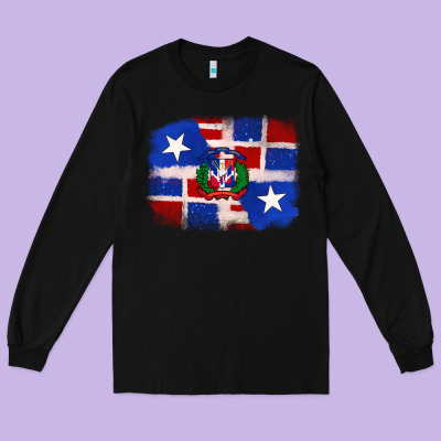 Long Sleeve Tee dominican and puerto rico flag