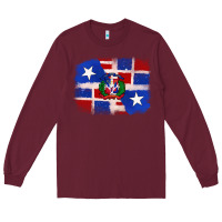 Burgundy dominican and puerto rico flag Long Sleeve Tee - texasbilliewilder