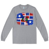 Heather Grey dominican and puerto rico flag Long Sleeve Tee - texasbilliewilder