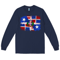 Navy dominican and puerto rico flag Long Sleeve Tee - texasbilliewilder