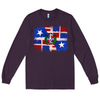 Plum dominican and puerto rico flag Long Sleeve Tee - texasbilliewilder