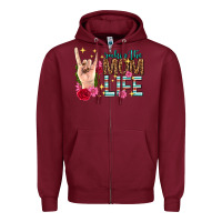 Burgundy rockin the mom life mothers day Zipper Hoodie - texasbilliewilder