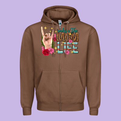 Rockin The Mom Life Mothers Day Zipper Hoodie Designed By Texasbilliewilder