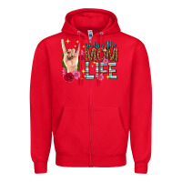 Red rockin the mom life mothers day Zipper Hoodie - texasbilliewilder