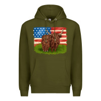 Army Green American cows Premium Hoodie - MaliasSmallBusiness
