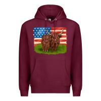 Burgundy American cows Premium Hoodie - MaliasSmallBusiness