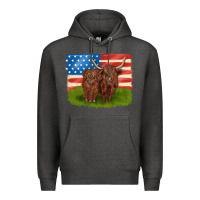 Charcoal Heather American cows Premium Hoodie - MaliasSmallBusiness