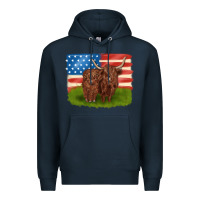 Navy American cows Premium Hoodie - MaliasSmallBusiness