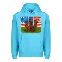 Ocean Blue American cows Premium Hoodie - MaliasSmallBusiness