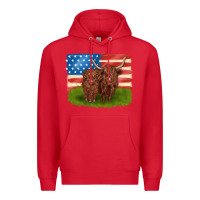 Red American cows Premium Hoodie - MaliasSmallBusiness