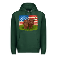 Sports Green American cows Premium Hoodie - MaliasSmallBusiness