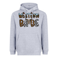 Heather Grey western babe Heavyweight Hoodie - CowhideDigitalArt