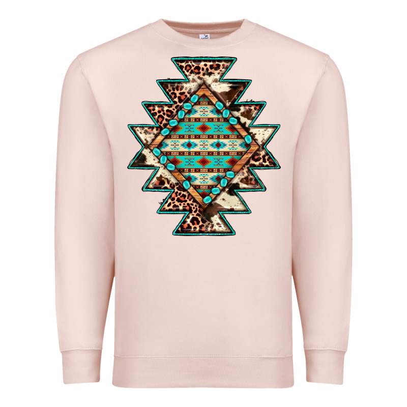 Cowhide Leopard Gemstone Aztec Premium Sweatshirt by JahusDesignShop | Teevron