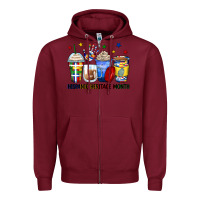 Burgundy hispanic heritage month coffee cups Zipper Hoodie - Zillion Design Studio