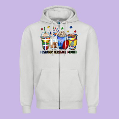 Hispanic Heritage Month Coffee Cups Zipper Hoodie Designed By Zillion Design Studio