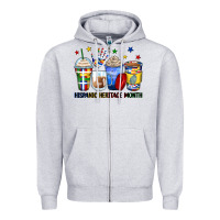 Heather Grey hispanic heritage month coffee cups Zipper Hoodie - Zillion Design Studio
