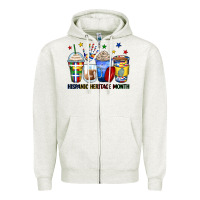 Oatmeal Heather hispanic heritage month coffee cups Zipper Hoodie - Zillion Design Studio