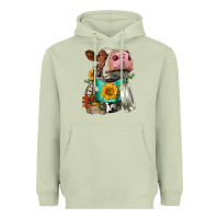 Matcha Simmental Cow Coffee Cup Heavyweight Hoodie - FaDigitalArtStudio