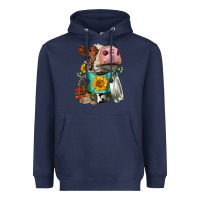 Navy Simmental Cow Coffee Cup Heavyweight Hoodie - FaDigitalArtStudio