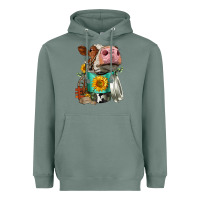 Sage Simmental Cow Coffee Cup Heavyweight Hoodie - FaDigitalArtStudio