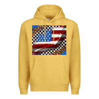 Antique Gold American flag and race flag Premium Hoodie - AdoDesignShop