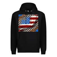 Black American flag and race flag Premium Hoodie - AdoDesignShop