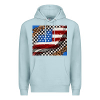 Blue Mist American flag and race flag Premium Hoodie - AdoDesignShop