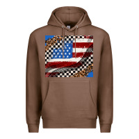 Chestnut American flag and race flag Premium Hoodie - AdoDesignShop