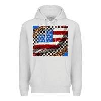Dove Grey American flag and race flag Premium Hoodie - AdoDesignShop