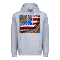 Heather Grey American flag and race flag Premium Hoodie - AdoDesignShop