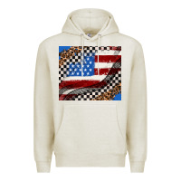 Oatmeal Heather American flag and race flag Premium Hoodie - AdoDesignShop