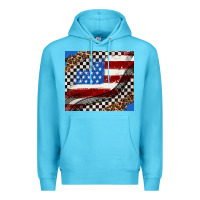 Ocean Blue American flag and race flag Premium Hoodie - AdoDesignShop