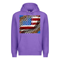 Purple American flag and race flag Premium Hoodie - AdoDesignShop