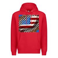 Red American flag and race flag Premium Hoodie - AdoDesignShop