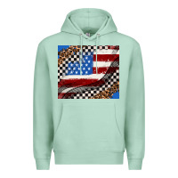 Seafoam American flag and race flag Premium Hoodie - AdoDesignShop