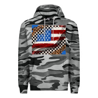 Slate Camo American flag and race flag Premium Hoodie - AdoDesignShop