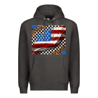 Smoke American flag and race flag Premium Hoodie - AdoDesignShop