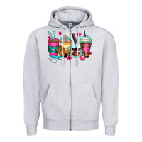Heather Grey hairstylist coffee cups Zipper Hoodie - Zillion Design Studio
