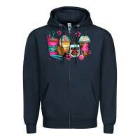 Navy hairstylist coffee cups Zipper Hoodie - Zillion Design Studio