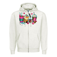 Oatmeal Heather hairstylist coffee cups Zipper Hoodie - Zillion Design Studio