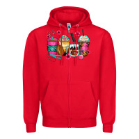 Red hairstylist coffee cups Zipper Hoodie - Zillion Design Studio