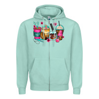 Seafoam hairstylist coffee cups Zipper Hoodie - Zillion Design Studio