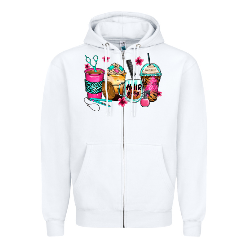 Hairstylist Coffee Cups Zipper Hoodie by Zillion Design Studio | Teevron