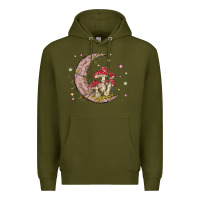Army Green moon and mushrooms Premium Hoodie - MaliasSmallBusiness