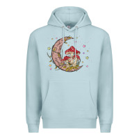 Blue Mist moon and mushrooms Premium Hoodie - MaliasSmallBusiness