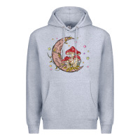 Heather Grey moon and mushrooms Premium Hoodie - MaliasSmallBusiness