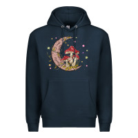 Navy moon and mushrooms Premium Hoodie - MaliasSmallBusiness