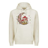 Oatmeal Heather moon and mushrooms Premium Hoodie - MaliasSmallBusiness