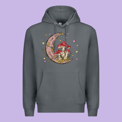 Moon And Mushrooms Premium Hoodie Designed By Maliassmallbusiness