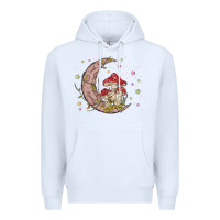 White moon and mushrooms Premium Hoodie - MaliasSmallBusiness